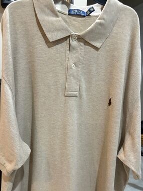 Polo by Ralph Lauren Men’s Light Beige Polo Shirt with Embroidered Pony